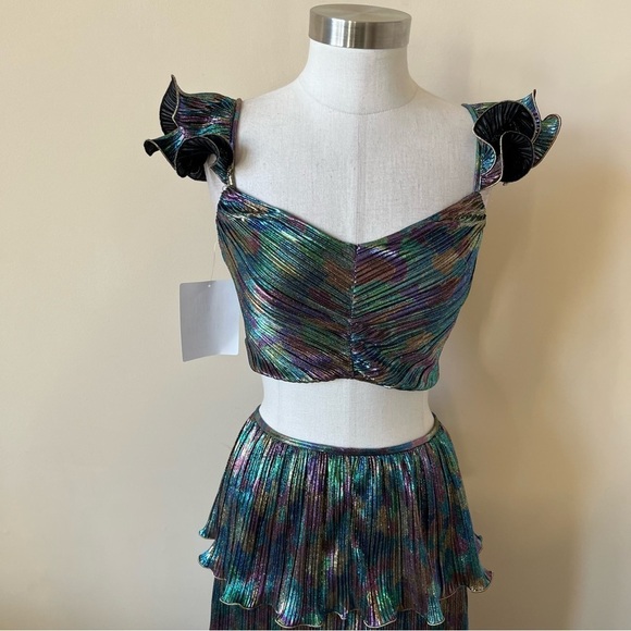 New! Set! Saylor x free people Gianna Top and Skirt metallic nwot 17233 - Picture 7 of 16